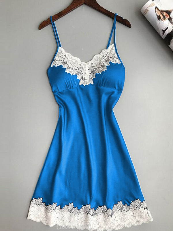 Women's Color Contrasting Sexy Camisole Nightdress