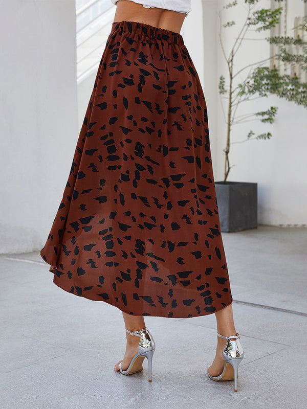 Fashion High Waist Rhombus Printed Loose A-Line Skirt