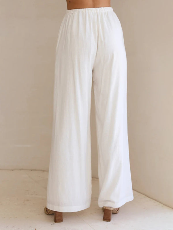 Women's Solid Color Casual Loose Wide Leg Trousers