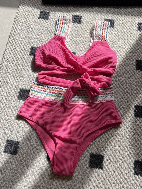 Rainbow Ribbon Series High Waisted Two-piece Swimsuit Bikini