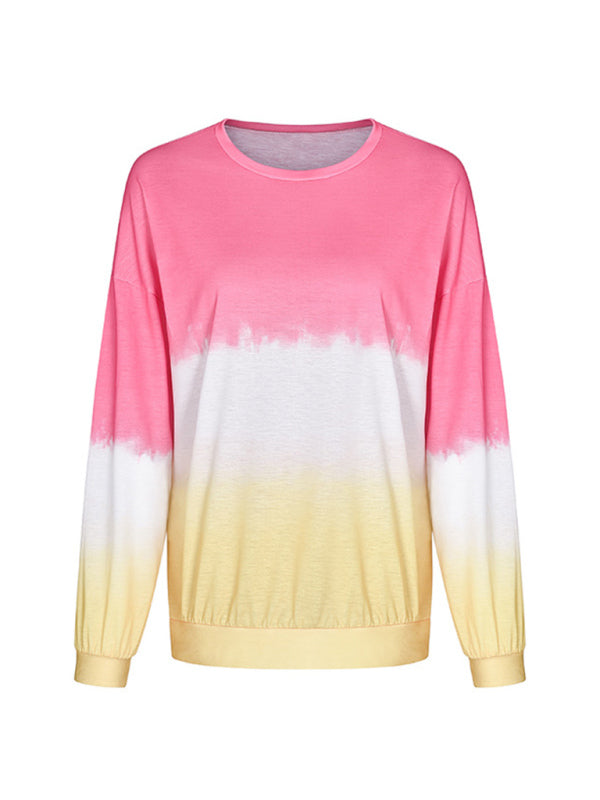 Women's Sweatshirt New Top Rainbow Gradient Printed Long Sleeve Sweatshirt