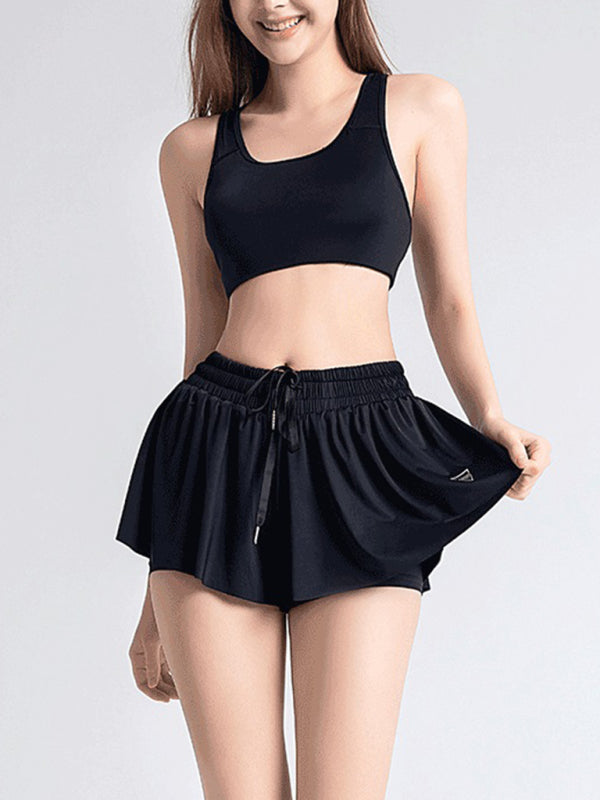 2 in 1 Shorts Yoga Clothes Running Fitness Sports Tennis Skirt Pants Large Size Sports Shorts